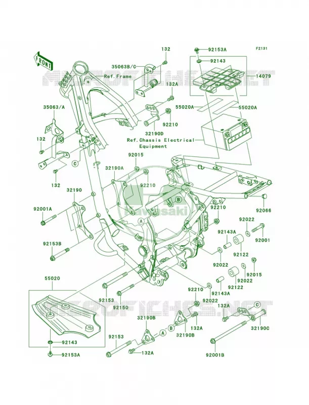 Frame Fittings Kawasaki MOTOS 140 2009 KLX140L Monster Energy  KLX140B9FA