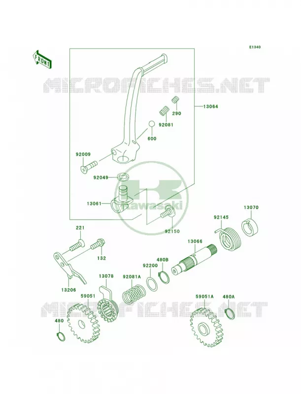 Kickstarter Mechanism Kawasaki MOTOS 100 2007 KX100  KX100D7F