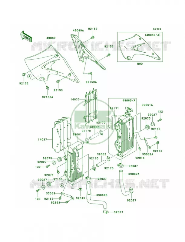Radiator Kawasaki MOTOS 250 2005 KX250  KX250-R1