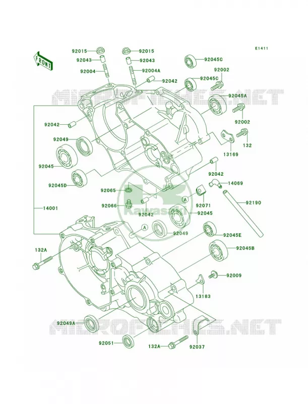 Crankcase Kawasaki MOTOS 100 2004 KX100  KX100-D4