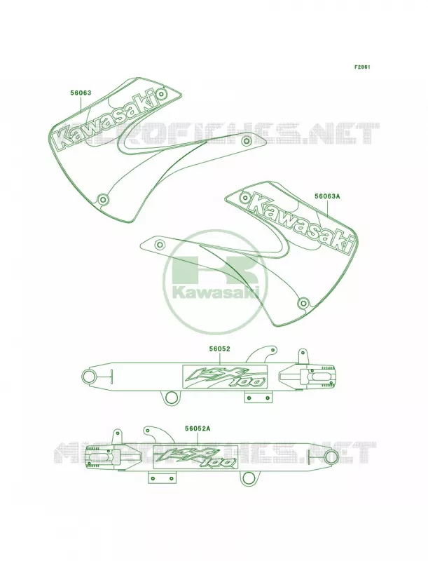 DecalsD1 Kawasaki MOTOS 100 2004 KX100  KX100-D4