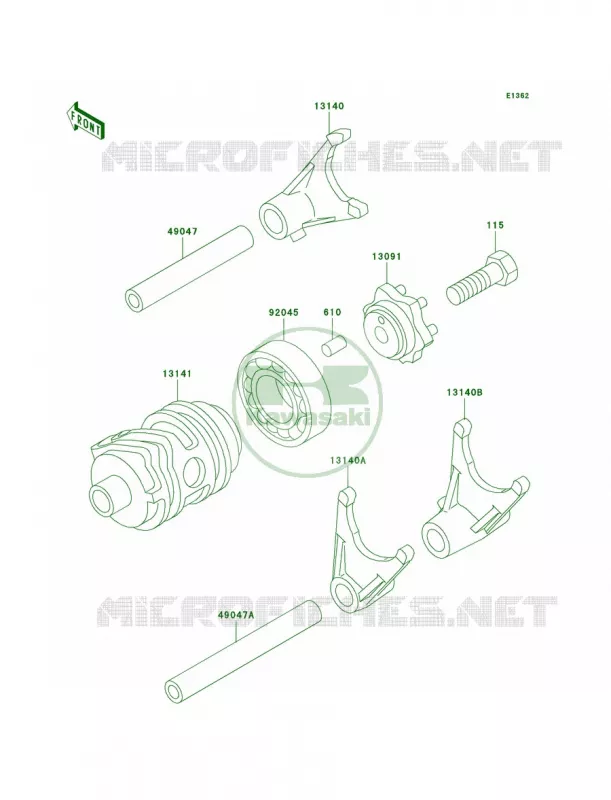 Gear Change DrumShift Forks Kawasaki MOTOS 100 2004 KX100  KX100-D4