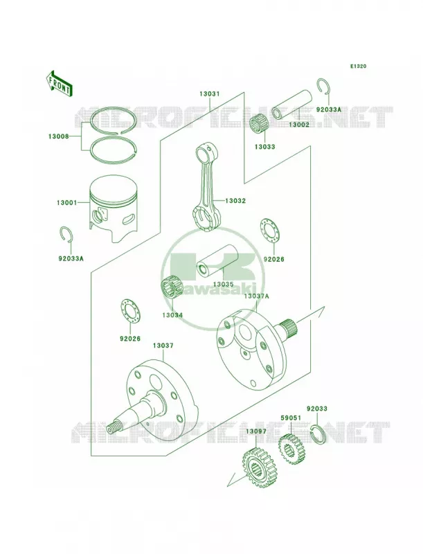 CrankshaftPistons Kawasaki MOTOS 250 2004 KX250  KX250-M2