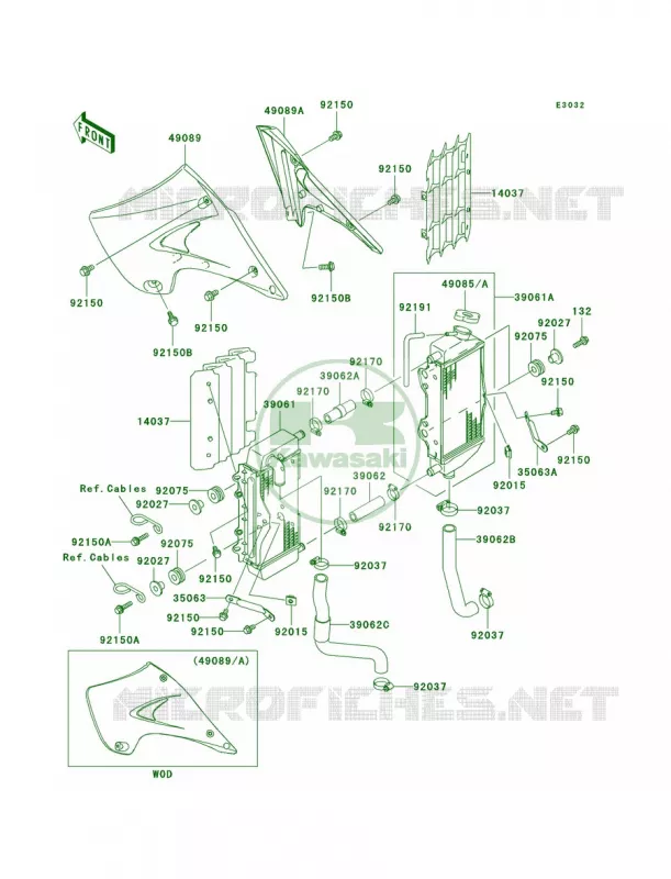 Radiator Kawasaki MOTOS 250 2004 KX250  KX250-M2