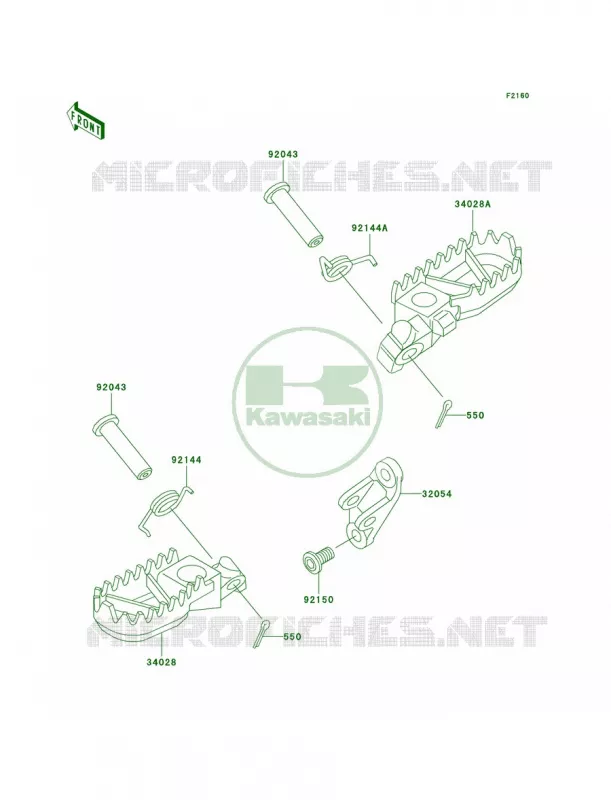 Footrests Kawasaki MOTOS 500 2004 KX500  KX500-E16