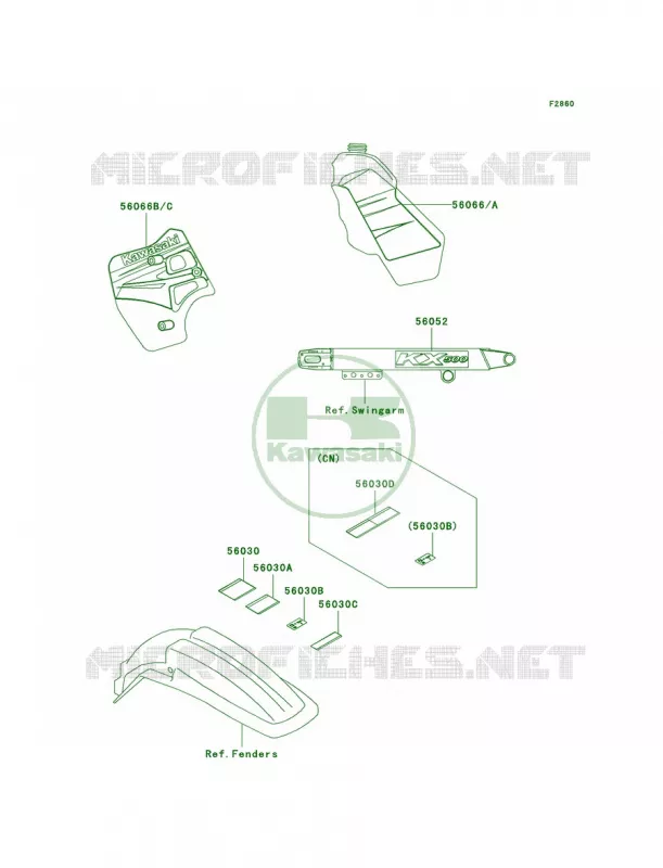 LabelsKX500-E15 Kawasaki MOTOS 500 2004 KX500  KX500-E16