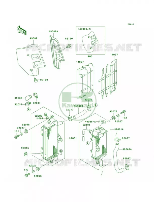 Radiator Kawasaki MOTOS 500 2003 KX500  KX500-E15