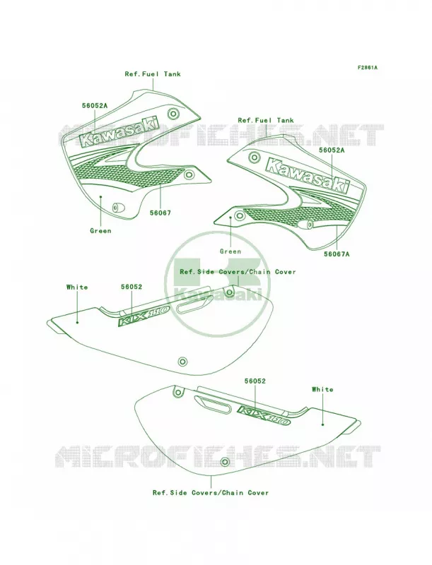 DecalsGreenA7F Kawasaki MOTOS 110 2009 KLX110  KLX110A9F