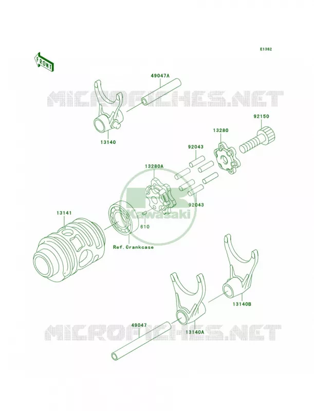 Gear Change DrumShift Forks Kawasaki MOTOS 125 2002 KX125  KX125-L4