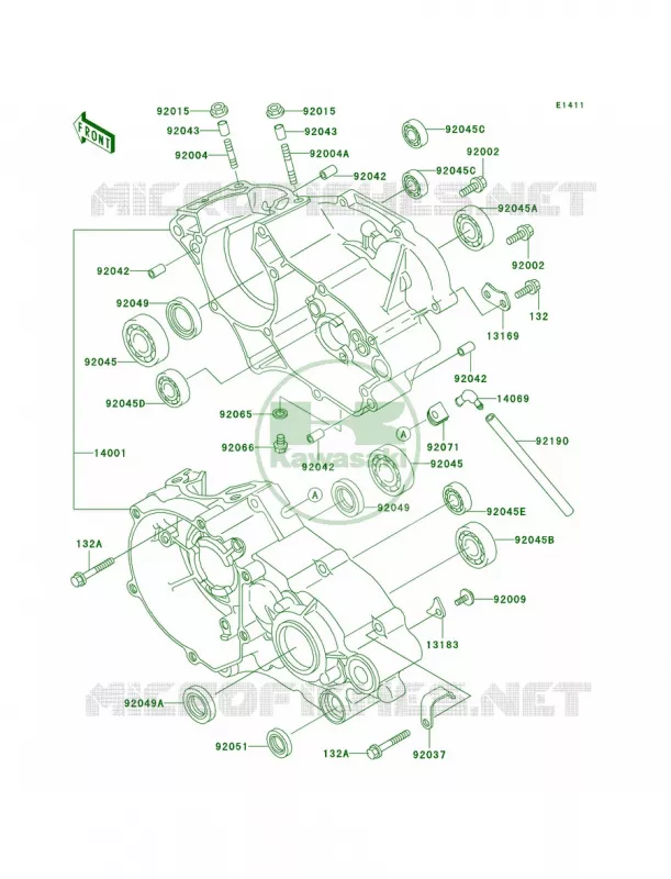 Crankcase Kawasaki MOTOS 100 2001 KX100  KX100-D1