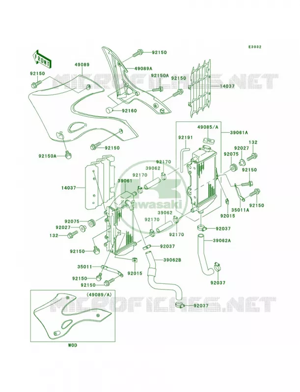 Radiator Kawasaki MOTOS 125 2001 KX125  KX125-L3