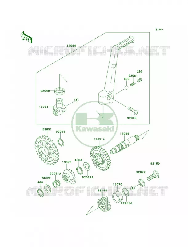 Kickstarter Mechanism Kawasaki MOTOS 250 2001 KX250  KX250-L3