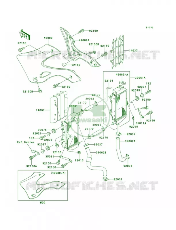 Radiator Kawasaki MOTOS 250 2001 KX250  KX250-L3