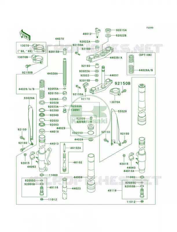 Front Fork Kawasaki MOTOS 500 2001 KX500  KX500-E13