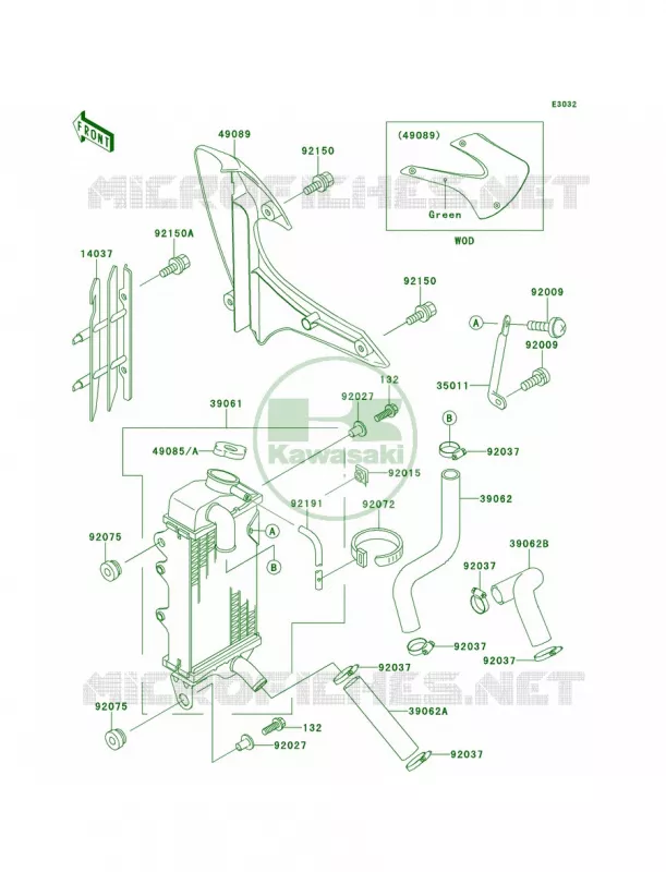 Radiator Kawasaki MOTOS 80 2000 KX80  KX80-W3