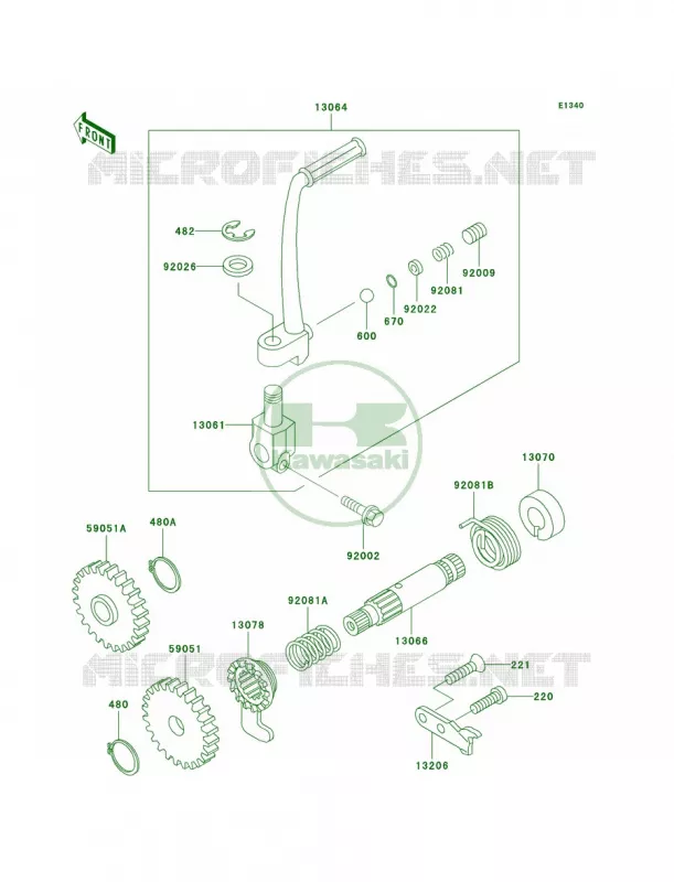 Kickstarter Mechanism Kawasaki MOTOS 60 1999 KX60  KX60-B15