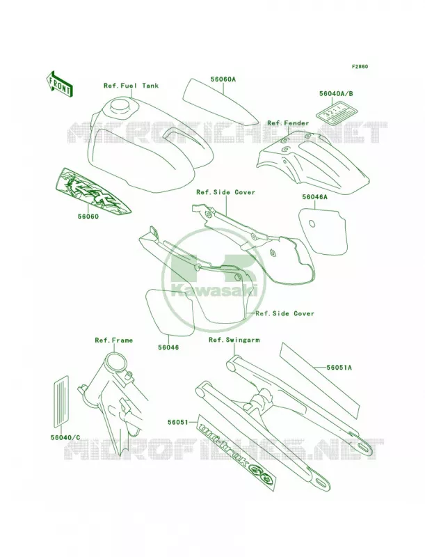 LabelsKX60-B10 Kawasaki MOTOS 60 1998 KX60  KX60-B14