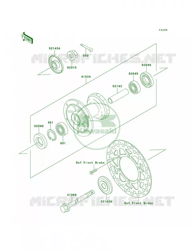 Front Hub Kawasaki MOTOS 80 1998 KX80  KX80-W1