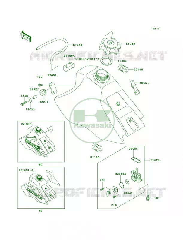 Fuel Tank Kawasaki MOTOS 80 1998 KX80  KX80-W1