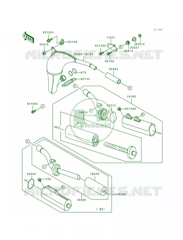 Mufflers Kawasaki MOTOS 100 1997 KX100  KX100-B7