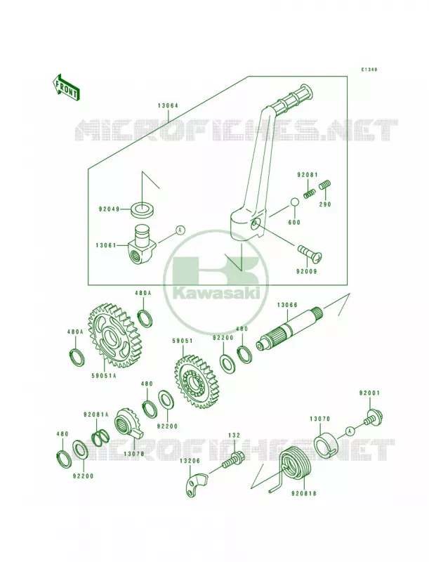 Kickstarter Mechanism Kawasaki MOTOS 125 1997 KX125  KX125-K4