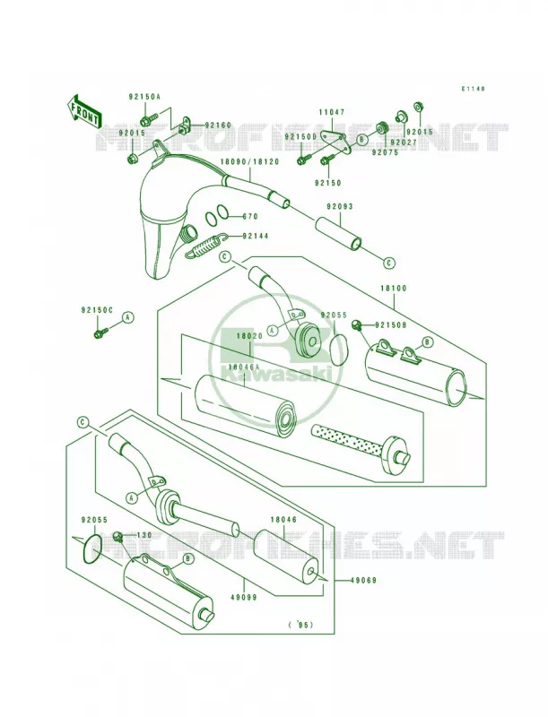 Mufflers Kawasaki MOTOS 100 1995 KX100  KX100-B5