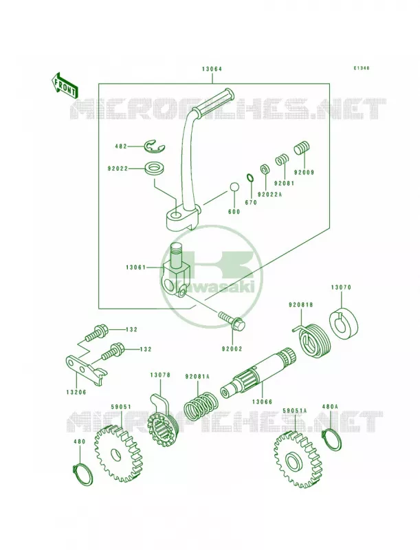 Kickstarter Mechanism Kawasaki MOTOS 80 1995 KX80  KX80-R5