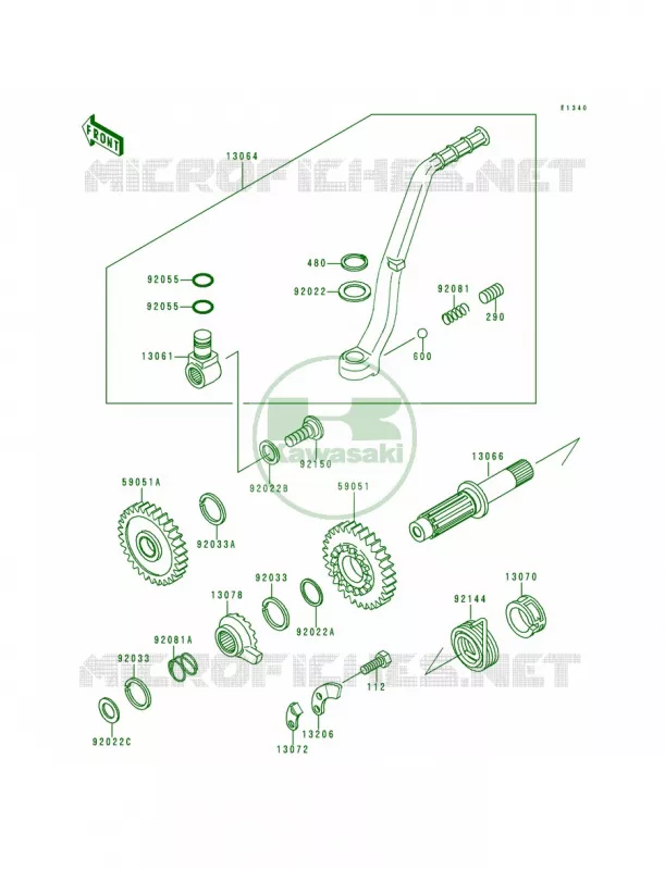 Kickstarter Mechanism Kawasaki MOTOS 500 1994 KX500  KX500-E6