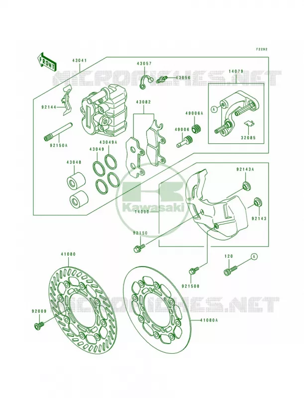 Front Caliper Kawasaki MOTOS 125 1993 KX125  KX125-J2