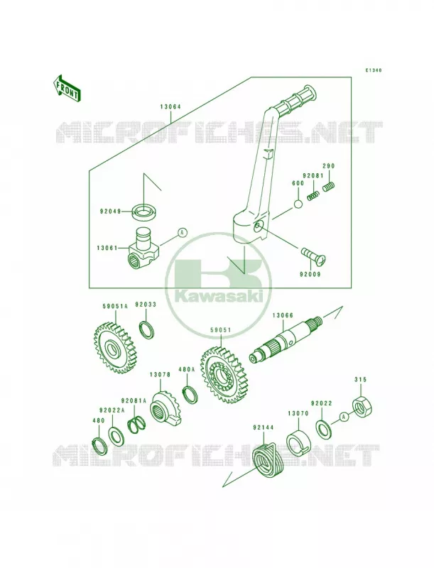 Kickstarter Mechanism Kawasaki MOTOS 250 1992 KX250  KX250-J1