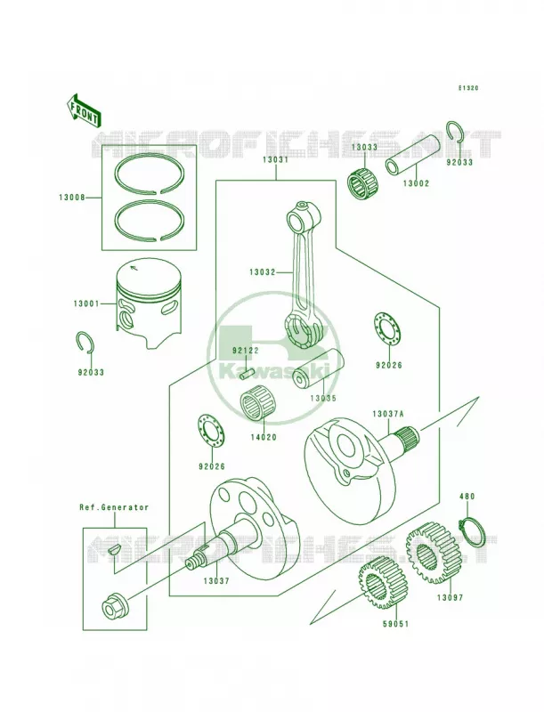 CrankshaftPiston Kawasaki MOTOS 80 1992 KX80  KX80-R2