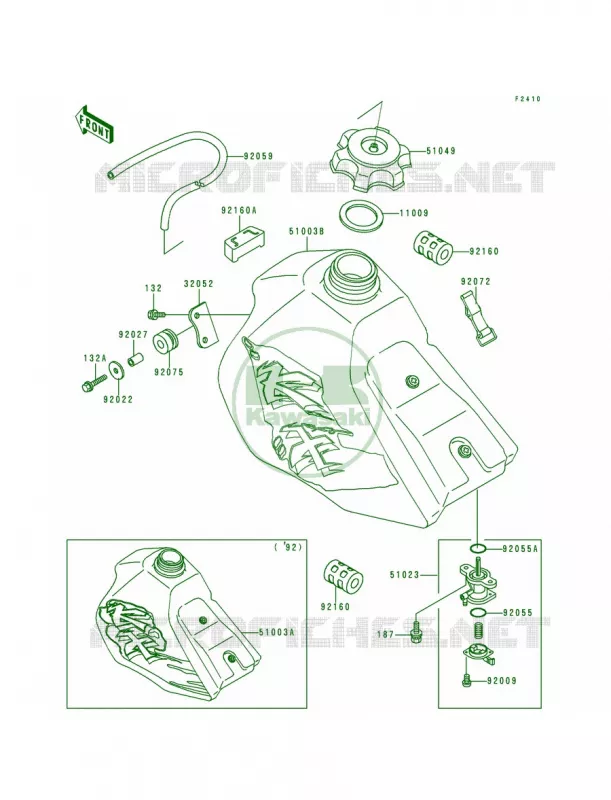 Fuel Tank Kawasaki MOTOS 80 1992 KX80  KX80-R2