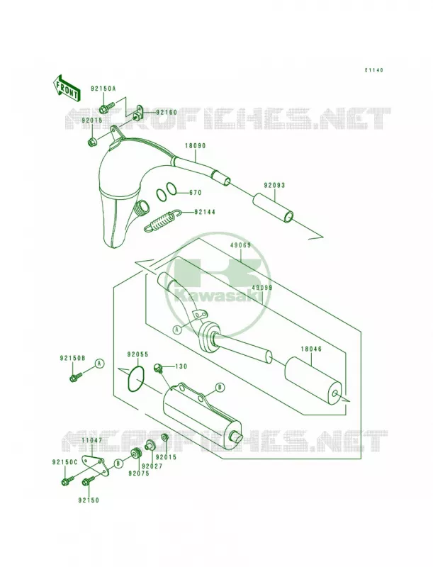 Muffler Kawasaki MOTOS 80 1992 KX80  KX80-R2