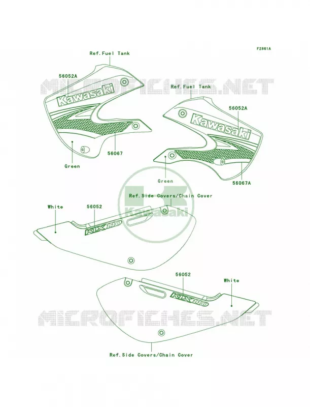 DecalsGreenA7F Kawasaki MOTOS 110 2008 KLX110  KLX110A8F