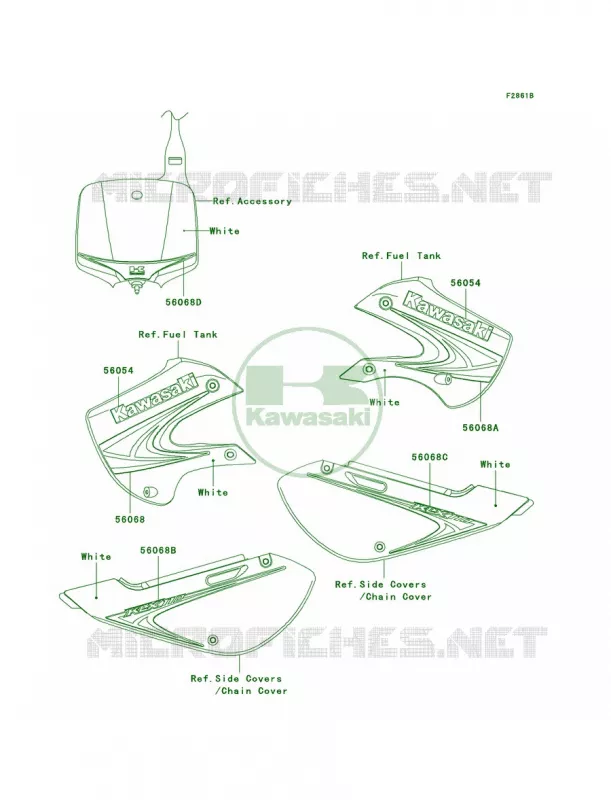 DecalsWhiteA8FUS Kawasaki MOTOS 110 2008 KLX110  KLX110A8F