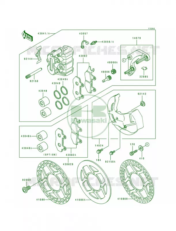 Front Caliper Kawasaki MOTOS 125 1990 KX125  KX125-H1