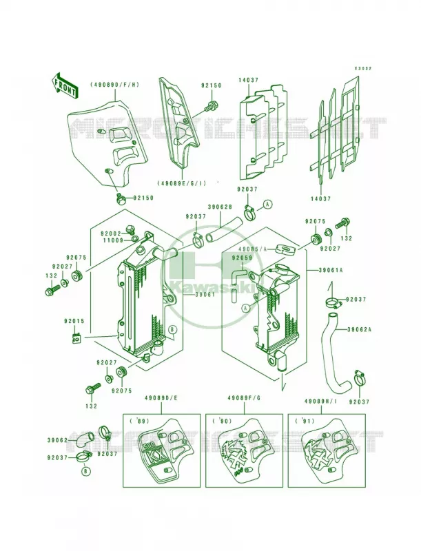 Radiator Kawasaki MOTOS 500 1990 KX500  KX500-E2