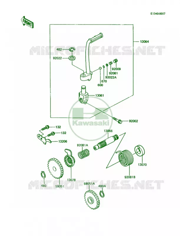 Kickstarter Mechanism Kawasaki MOTOS 80 1990 KX80 Big Wheels  KX80-N3