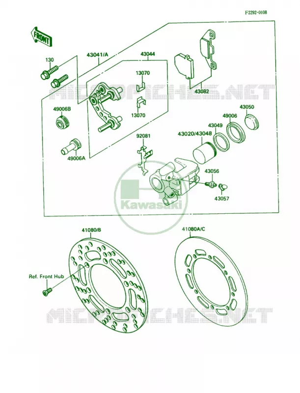 Front Brake Kawasaki MOTOS 80 1989 KX80  KX80-L2