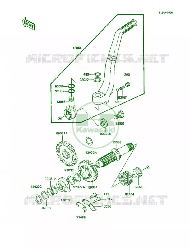 Kickstarter Mechanism Kawasaki MOTOS 500 1988 KX500  KX500-D1