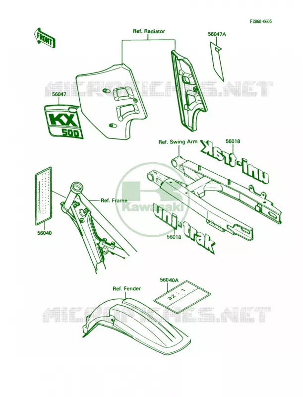 Labels Kawasaki MOTOS 500 1988 KX500  KX500-D1