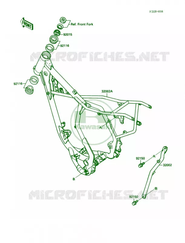 Frame Kawasaki MOTOS 80 1988 KX80 Big Wheels  KX80-N1