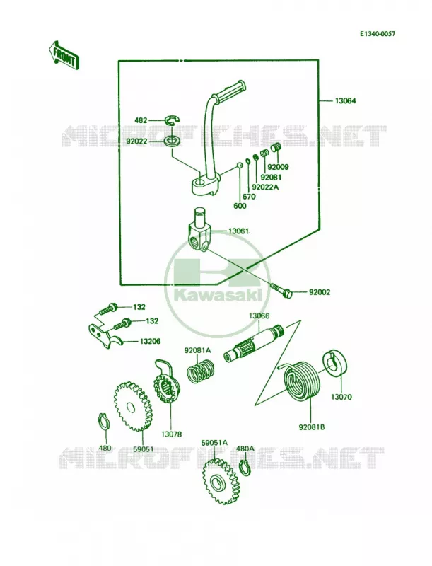 Kickstarter Mechanism Kawasaki MOTOS 80 1988 KX80 Big Wheels  KX80-N1