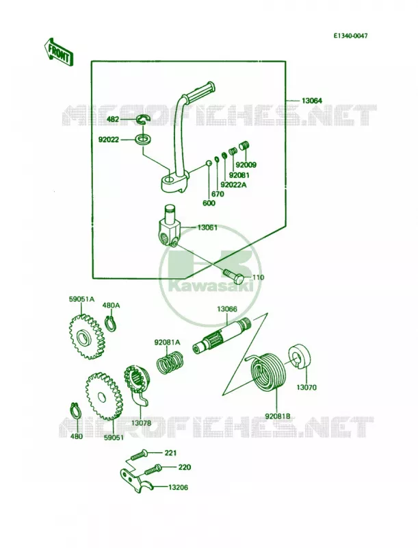 Kickstarter Mechanism Kawasaki MOTOS 60 1987 KX60  KX60-B3