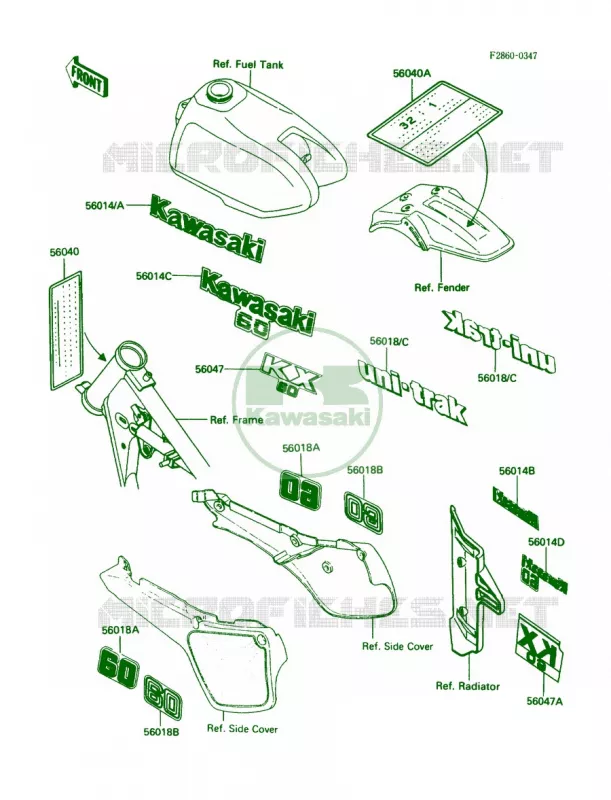 Labels Kawasaki MOTOS 60 1985 KX60  KX60-B1