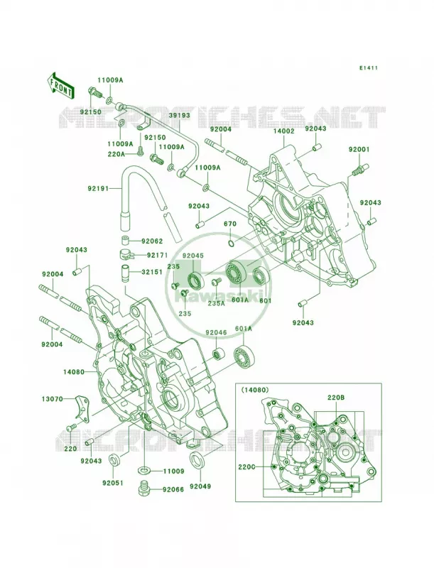 Crankcase Kawasaki MOTOS 110 2007 KLX110  KLX110A7F