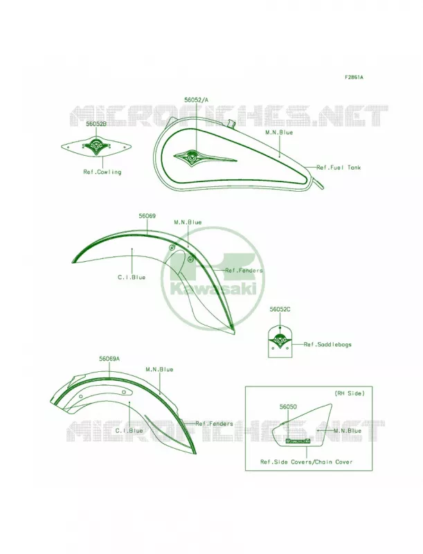 DecalsBlueDBF Kawasaki MOTOS 900 2015 Vulcan 900 Classic LT  VN900DFF