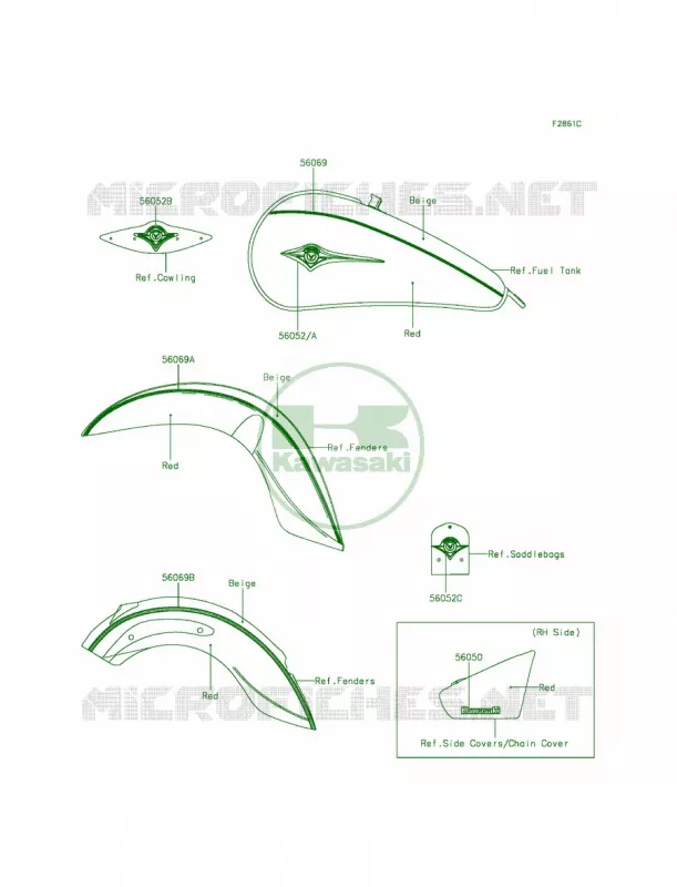 DecalsRedBeigeDCF Kawasaki MOTOS 900 2014 Vulcan 900 Classic LT  VN900DEF