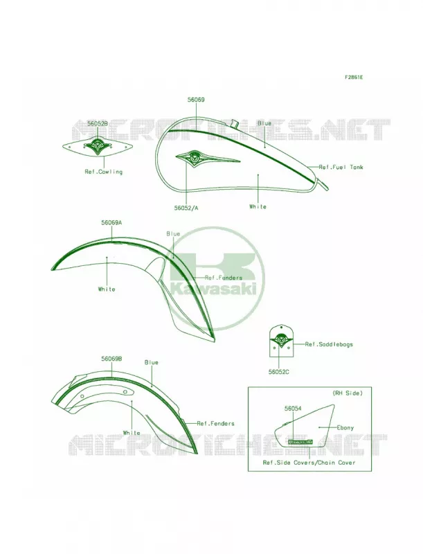 DecalsWhiteBlueDDF Kawasaki MOTOS 900 2014 Vulcan 900 Classic LT  VN900DEF