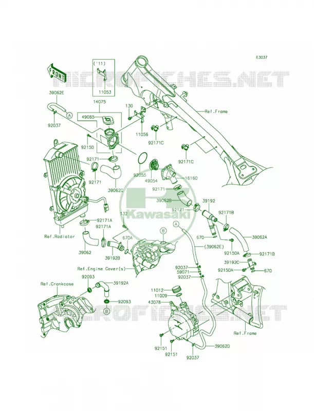Water Pipe Kawasaki MOTOS 900 2014 Vulcan 900 Classic LT  VN900DEF